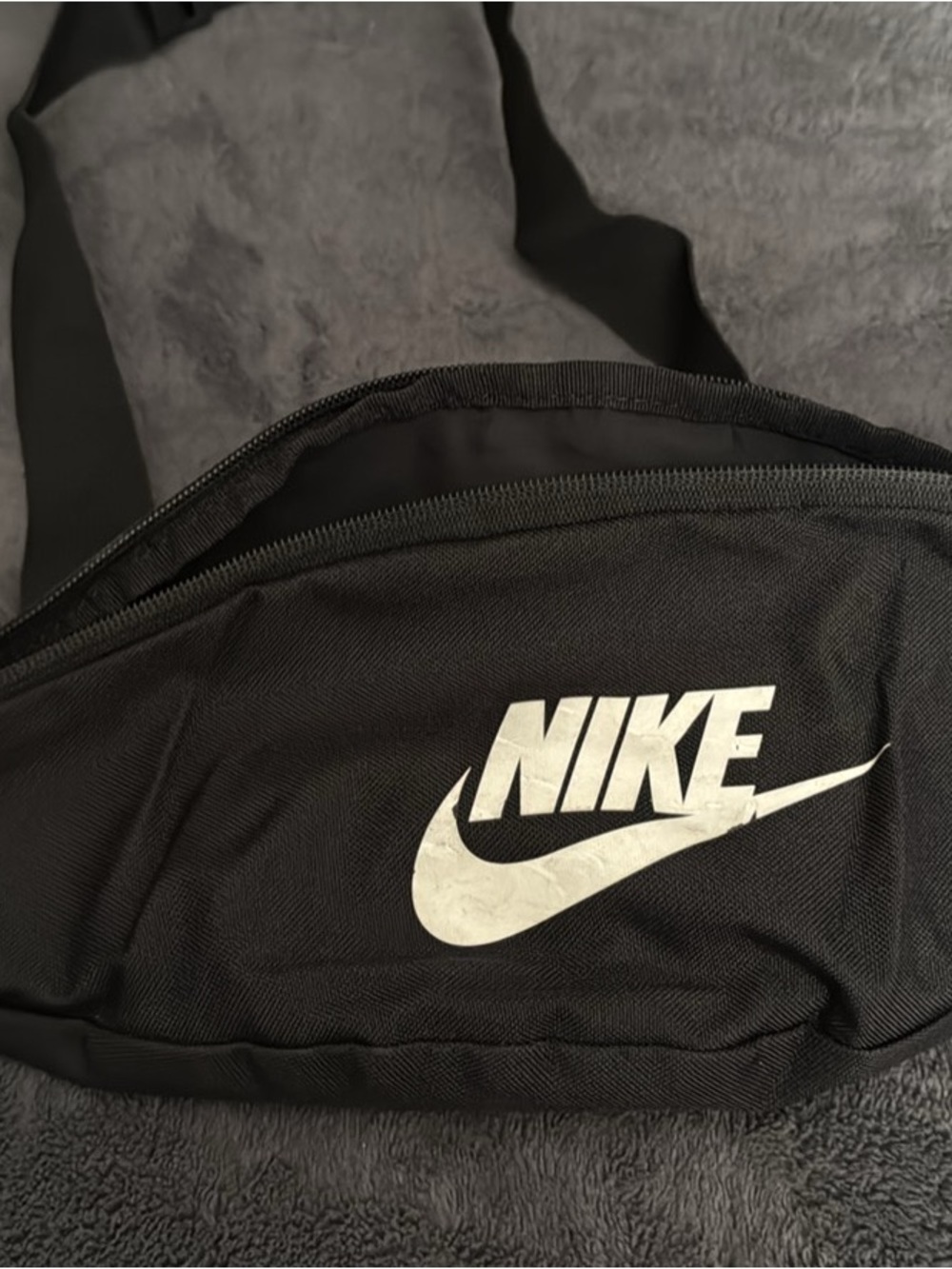 Small Nike Black Belt Bag with White Swoosh